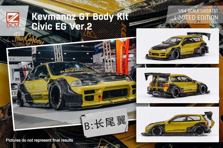 DCM 1/64 Kevmannz Honda EG6 Hatchback Widebody Long Spoiler V2