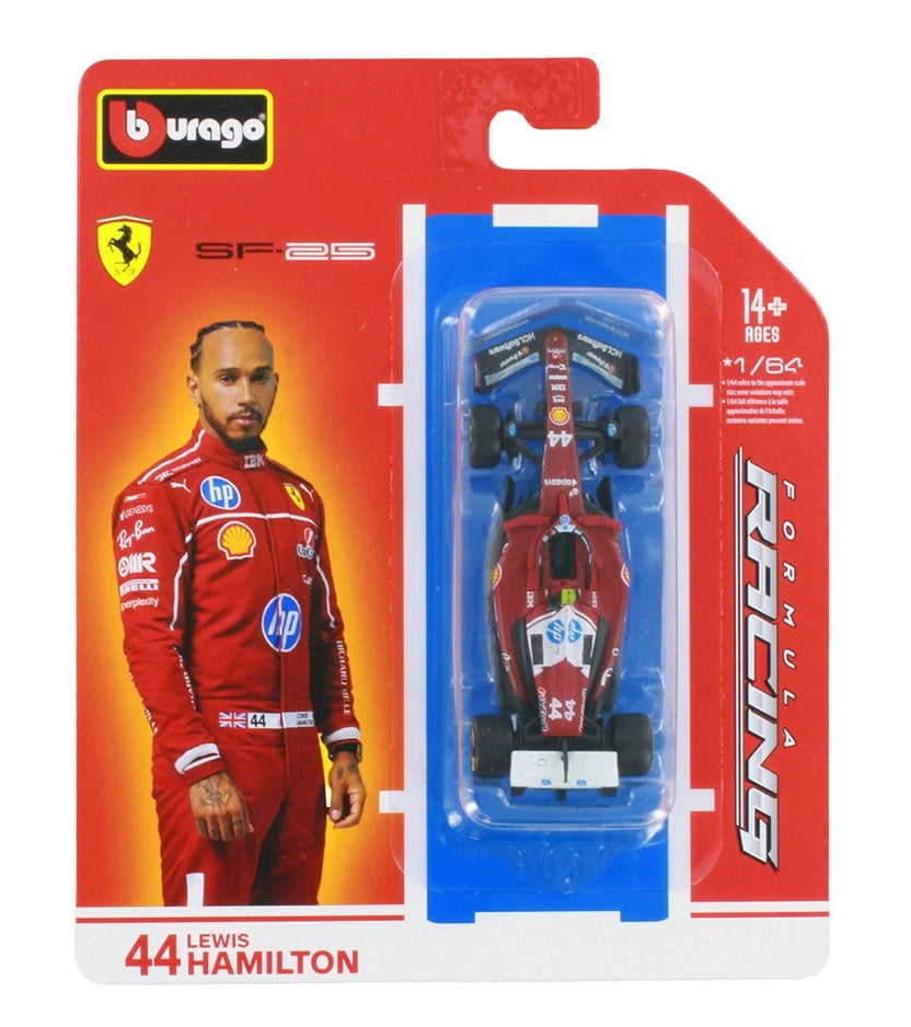BURAGO 1/64 F1 Formula 1 Team Racing 2025 FERRARI #44 LEWIS HAMILTON