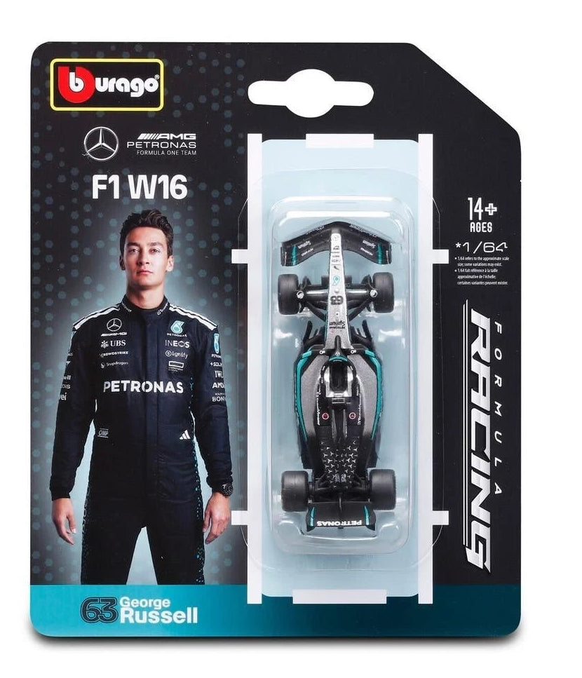 BURAGO 1/64 MERCEDES-AMG F1 W16 2025 GEORGE RUSSELL #63
