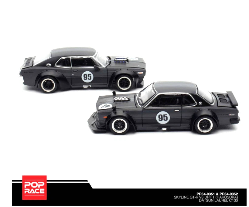 Pop Race Nissan GTR V8 Drift Hakosuka con Datsun Laurel C130 HK Event Set 1/64