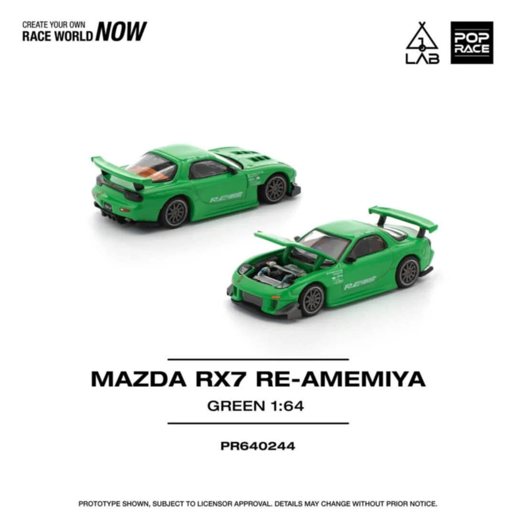 POP RACE MAZDA RX7 RE-AMEMIYA VERDE SGTVI EDICIÓN TAIWÁN PR640244 ~ 1/64