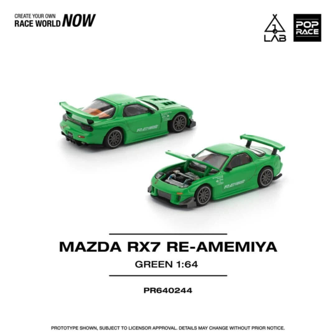 POP RACE MAZDA RX7 RE-AMEMIYA VERDE SGTVI EDICIÓN TAIWÁN PR640244 ~ 1/64