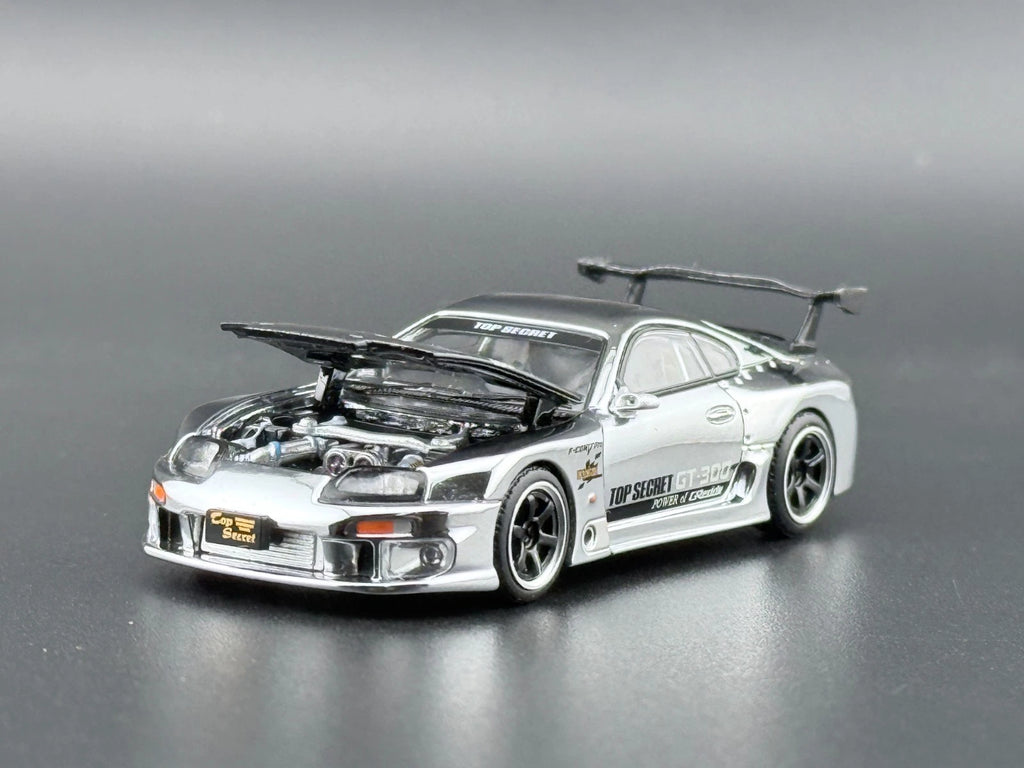 Pop Race Top Secret GT300 Supra Silver Chrome PR640325 1/64