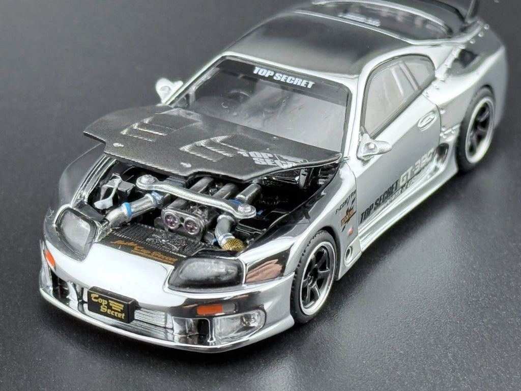 Pop Race Top Secret GT300 Supra Silver Chrome PR640325 1/64