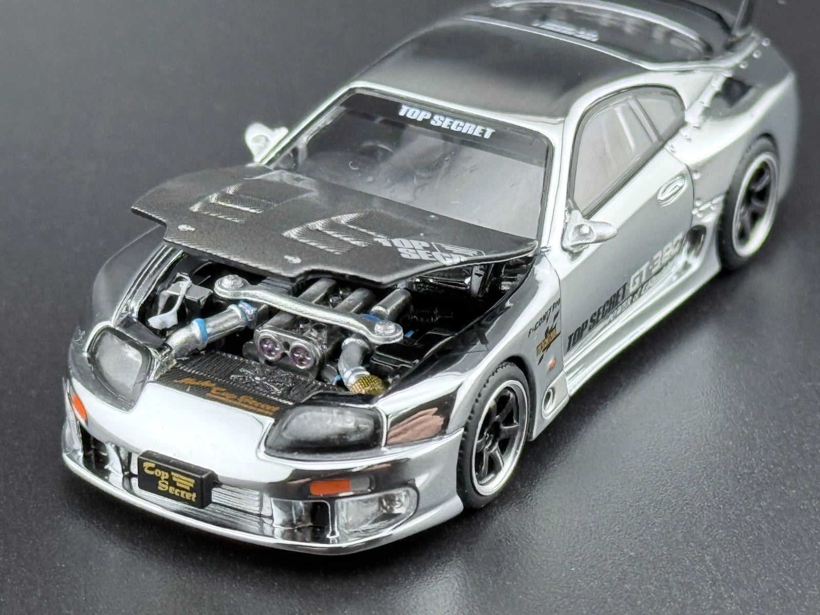 Pop Race Top Secret GT300 Supra Silver Chrome PR640325 1/64
