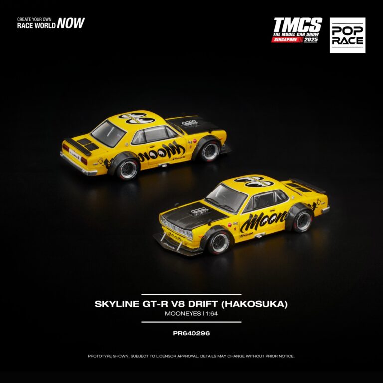 POPRACE 1/64 SKYLINE GT-R V8 DRIFT (HAKOSUKA) MOONEYES TMCS SINGAPORE SPECIAL EDITION